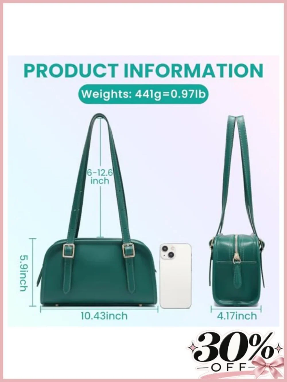 Leather Hobo Shoulder Bag with Adjustable Strap Zipper Tote Handbag